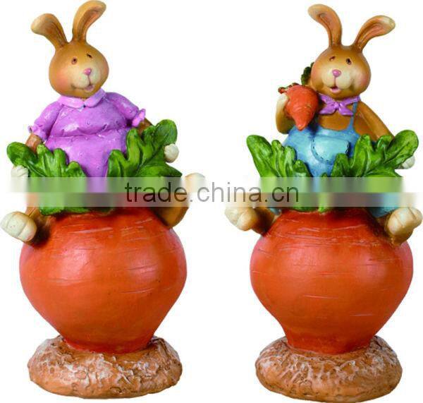 Resin Spring Bunny on Carrot 2 Asst