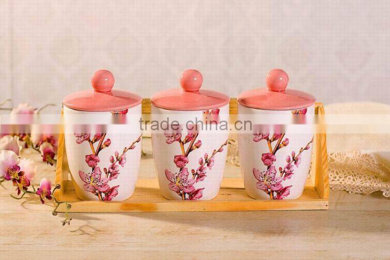 Elegant Ceramic Butter Dish with Peach Flower Decal