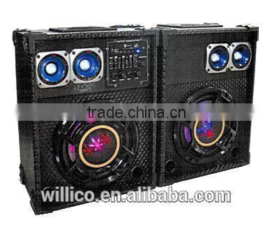 8 inch 2.0 active wood stereo usb fm remote control sd led light speaker