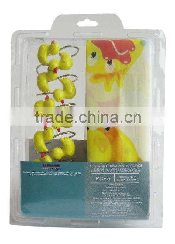 1PC PEVA SHOWER CURTAIN/BATHROOM CURTAIN WITH 12PCS RESIN HOOKS