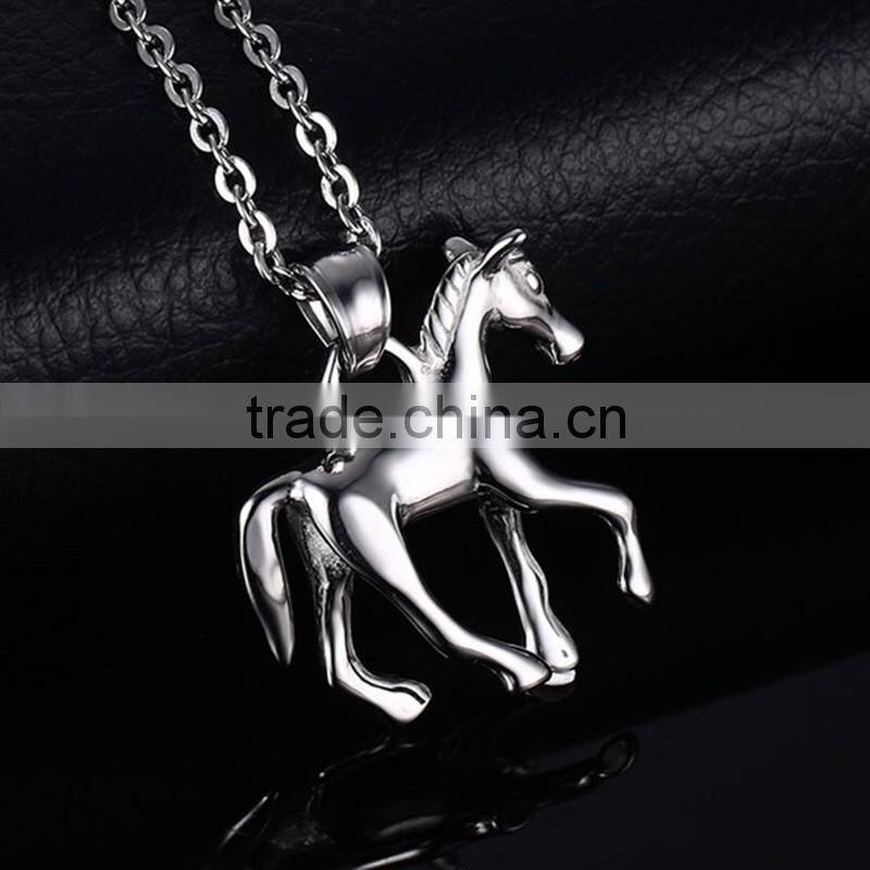 Fashion sturdy Chain Necklace Horse Pendants Necklace Accessories Animal Type Dress Jewelry For Men
