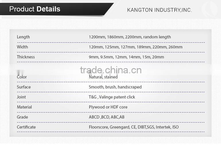 Tap&Go locking Rustic 3 layer hickory waterproof engineered wood flooring