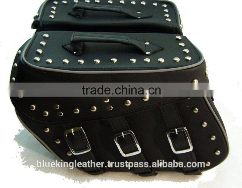 Silver Star black leather studded royal star saddlebags bags