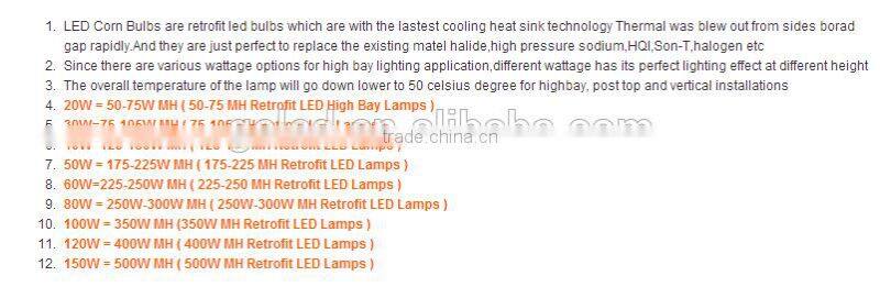 360 degree beam angle 100lm/w IP64 220v 24w led corn light