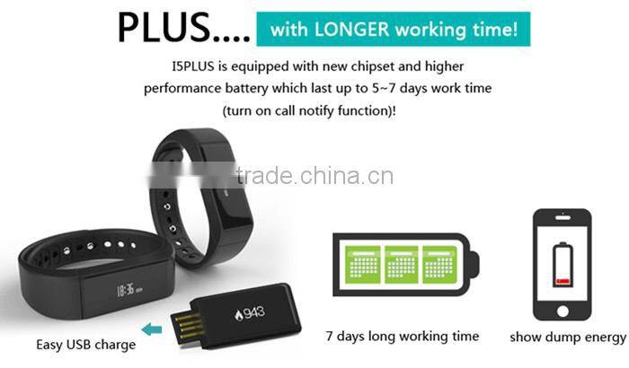 best selling I5 Plus Smart Bracelet Bluetooth 4.0 Waterproof Sleep Monitor Smart band Android 4.3 & IOS7.0 smart watch