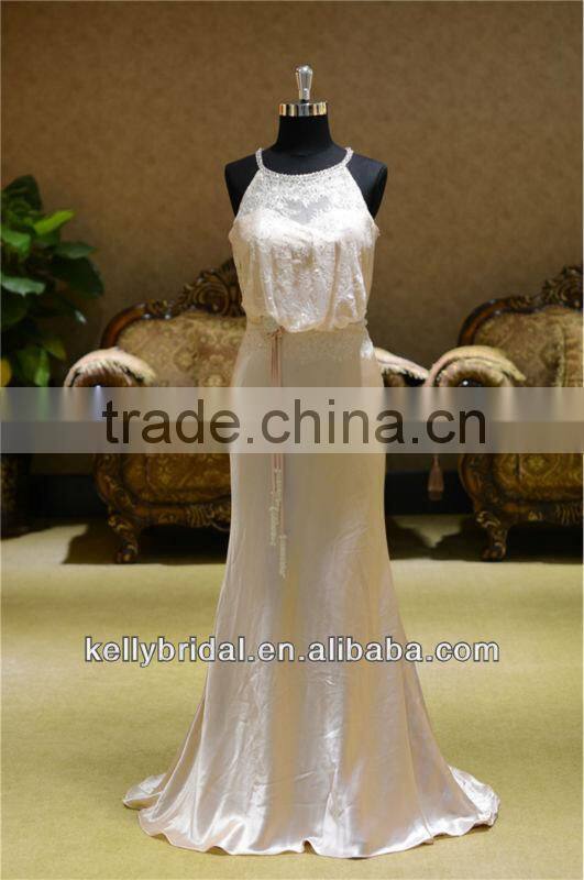 beading neckline see through bodice traditional evening dresses