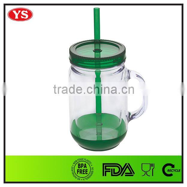 Double wall insulated mason jar tumbler mug with straw 20 ounce