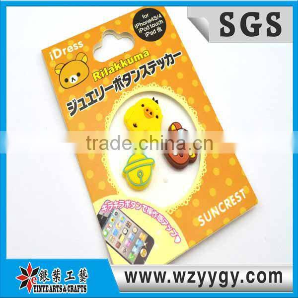 cute animals home button stickers for iphone/galaxy