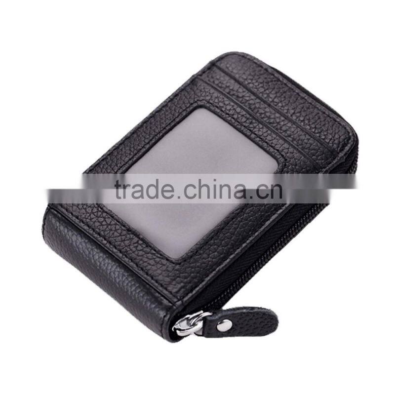 Custom wholesale organ style genuine leather credit card id card holder