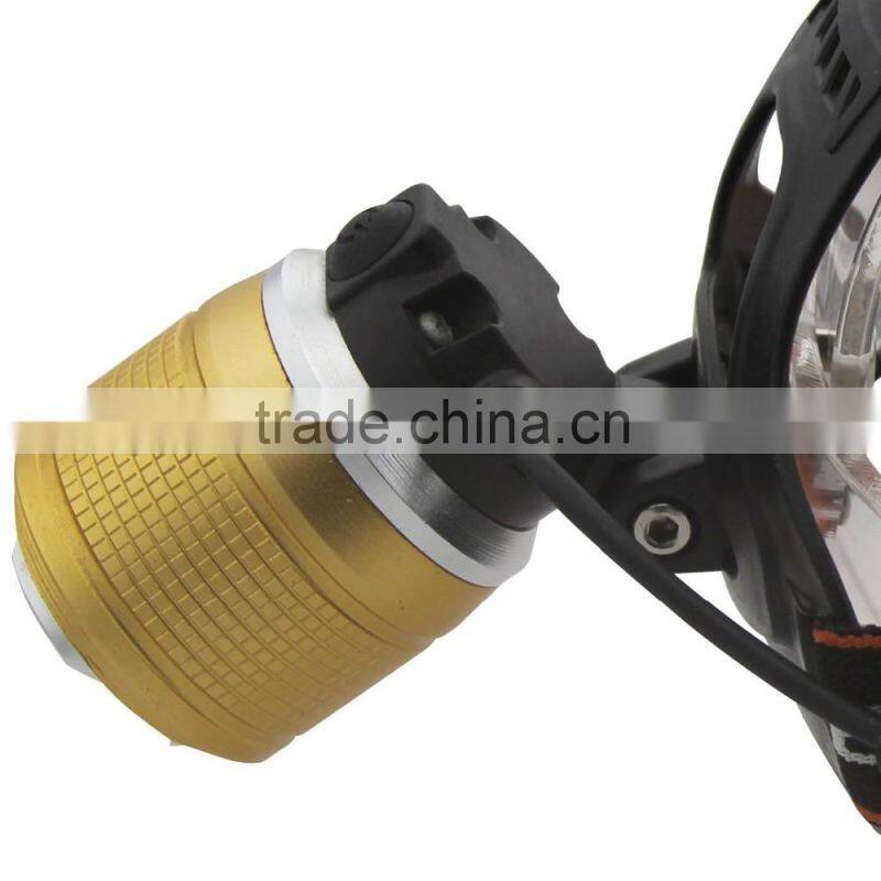 Dual Light Source LED Headlamp Rotating The Focusing Fishing Headlights With 2 x 18650 Li-ion Rechargeable Batteries+1 x Charger