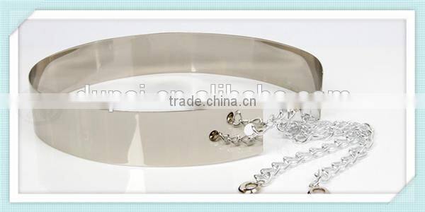 New fashion Pierced silver and golden metal belt with chain
