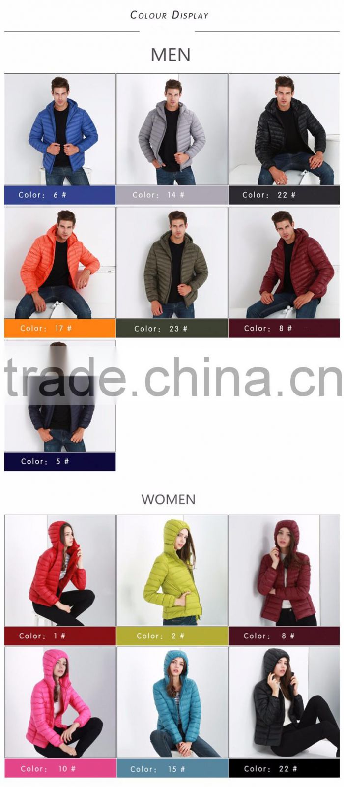 Mens / womens winter down hooded jacket whoesale clothing