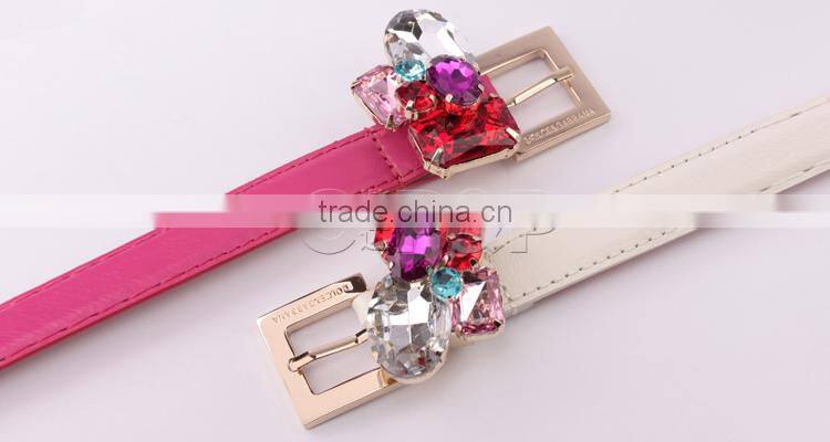 Adjustable with crystal buckle bodybuilding fancy fashion belt for girl