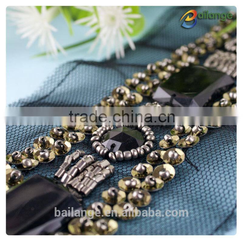 embroidered beaded whosale 2015 new products bead stone trim for garment