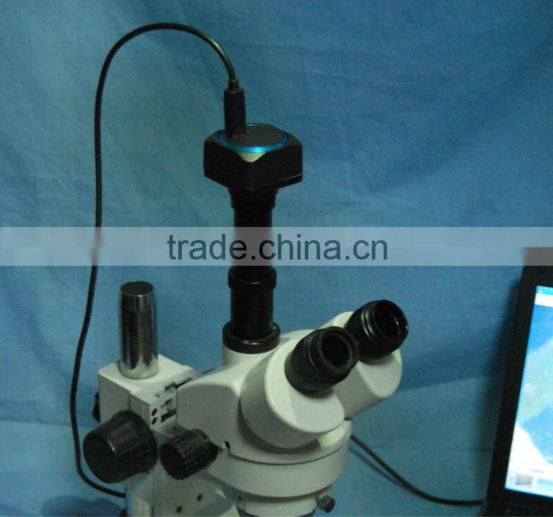 MVV5000CFA USB digital microscope camera equipped with a flexible C-mount parfocal adapter and relay lens