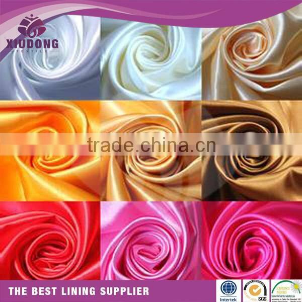 Top selling cheap satin lining fabric polyester