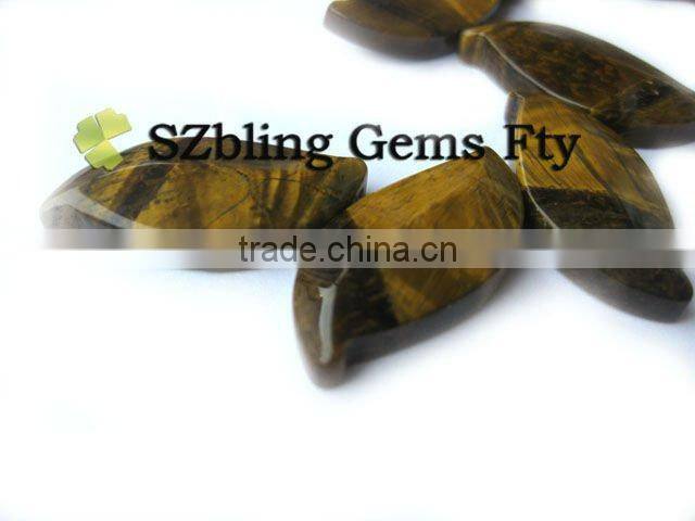 Hot sell cheap gemstone tiger eye leaf shape beads for jewelry making