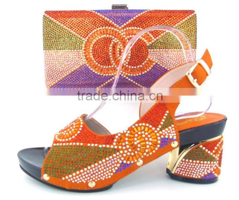 Italian matching shoes and bags stone design shoes mix women hand bag
