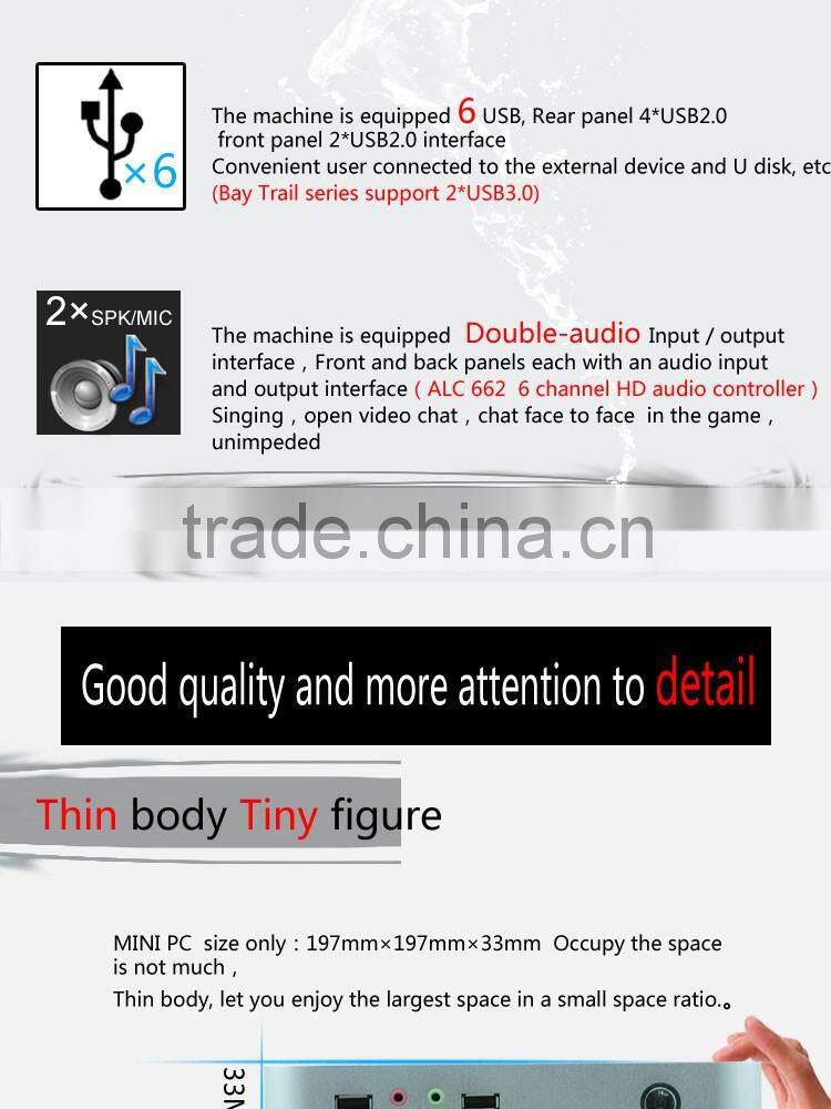 INTEL HD Graphics HTPC Desktop Case 6 USB Mini Computer