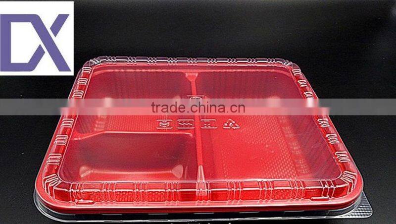 Disposable take-away food container with lid 3 compartment microwavable