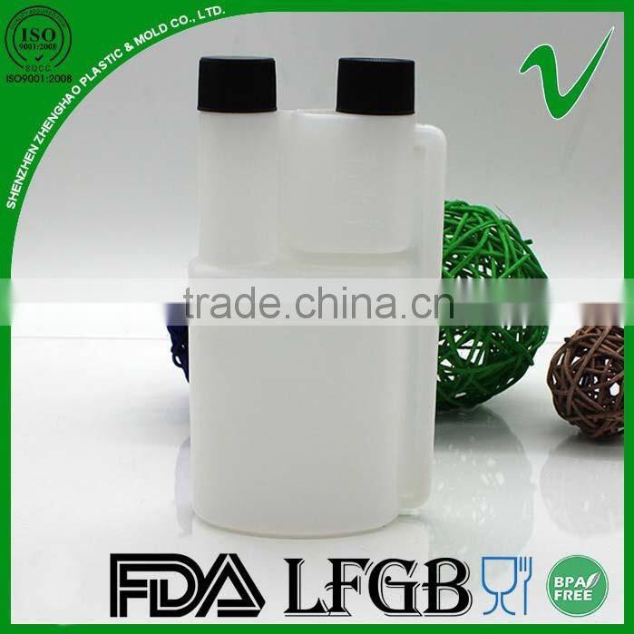 hdpe 250ml Twin Neck Plastic container with chamber