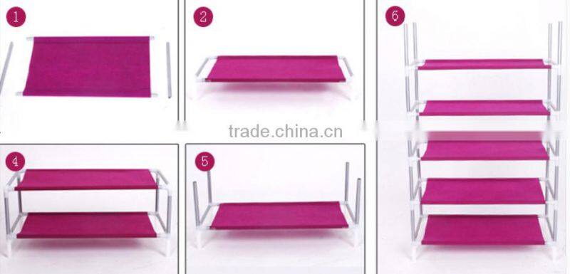 6 layers non-woven fabric steel storage rack Shoes with cloth cover