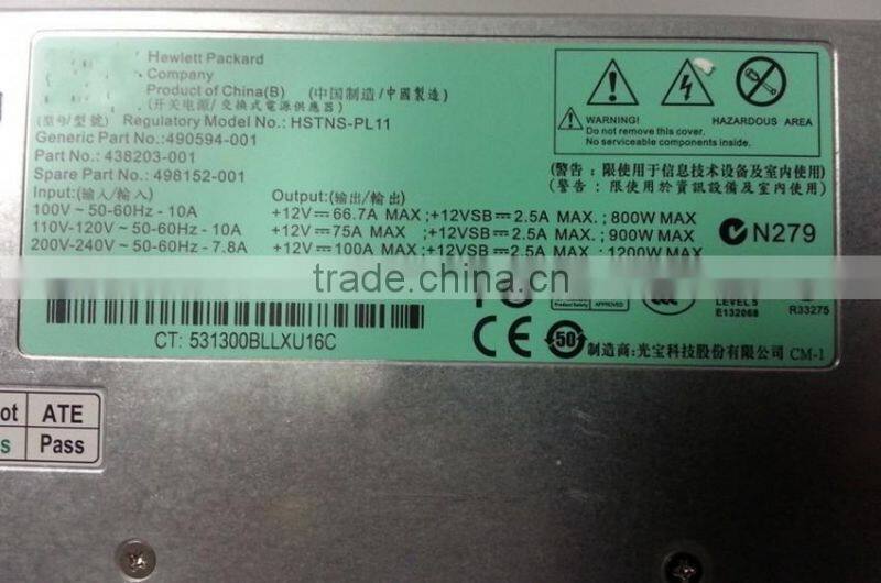 490594-001 438203-001 498152-001 HSTNS-PL11 1200W Server Power Supply for DL380G7 DL580G7
