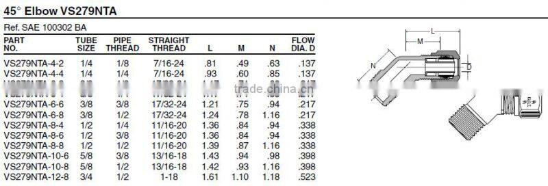 979 45 Male Elbow,Air Brake Fittings for Nylon Tube,Brass valve