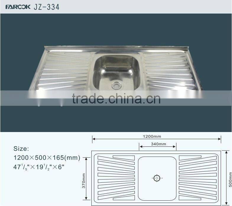 stainless steel kitchen single bowl double drainer sink
