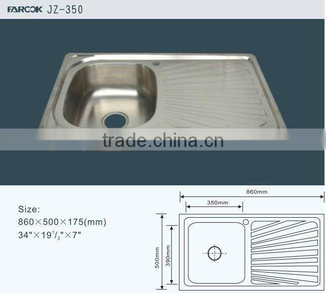 deep single bowl single tray 86*50 stainless steel kitchen sink