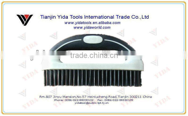two-color soft grip wire brush round handle