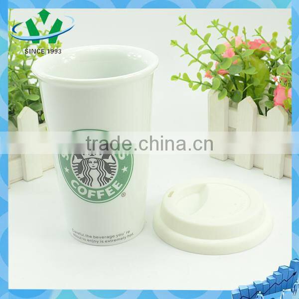 Porcelain 12oz starbucks double walled mug