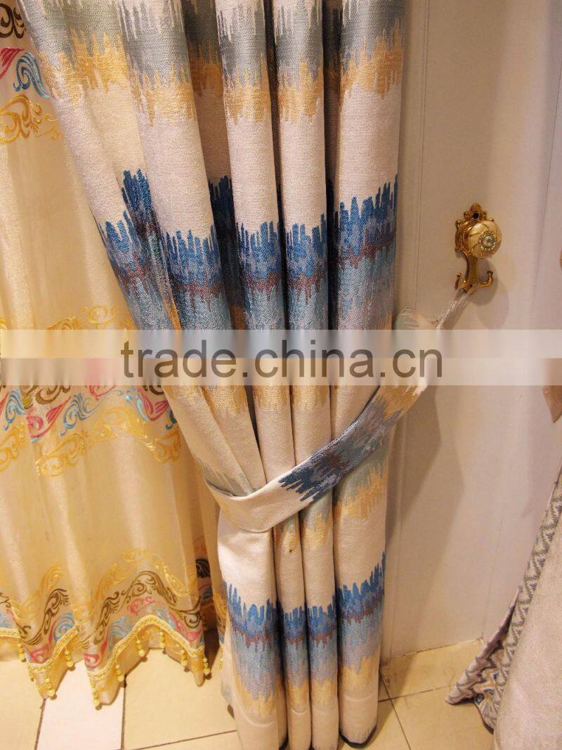 European Style Living Room Colourful Curtain/ Luxury Embroidery Curtains Fabric with Valance