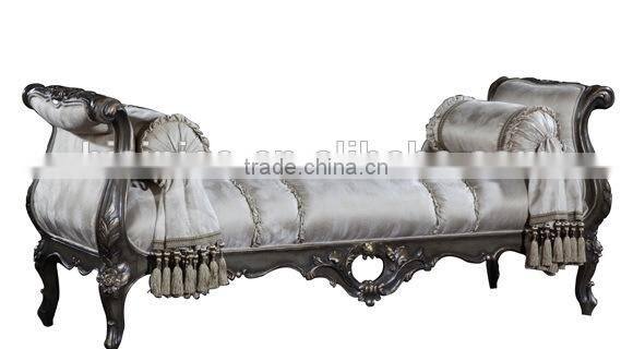Replica French Style Palace Bedroom Furniture, Carved wood Chaise Lounge, Luxury Upholstery Leisure Beach