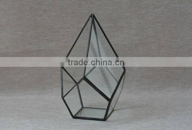 Pyramid shaped glass terrarium for indoor plant holder