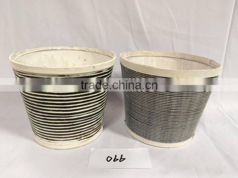 2017 retro mini handmade home & garden decorative wholesale bulk oval wooden flower pot