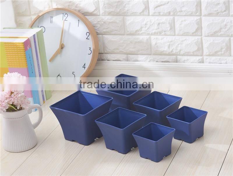 Plastic European Sqaure Pot Blue