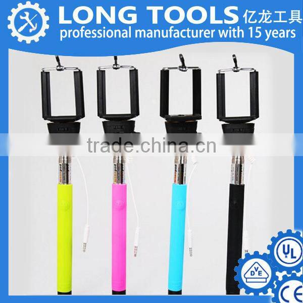 Wholesale colorful handheld cable take pole wired selfie stick wand kit
