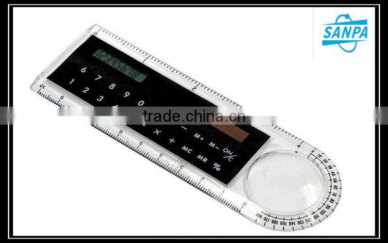 Multifunctional 10cm Plastic Ruler/Solar Calculater/Magnifying Gass
