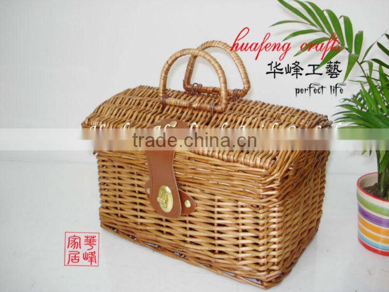 storage wicker basket with hamper and handle