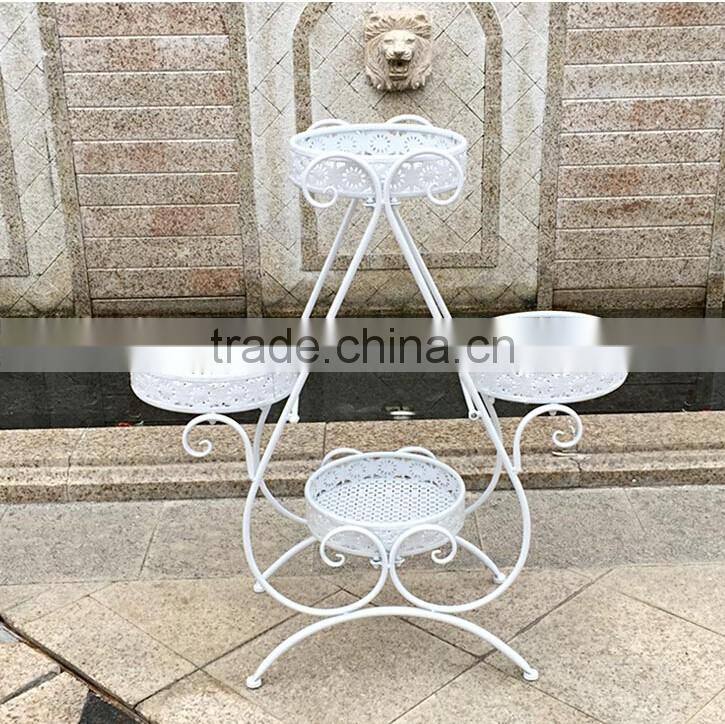 2016 custom outdoor decorative wrought iron flower pot stand