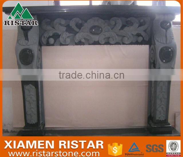 For sale natural carving black granite fireplace surround mantel RST-FP-K002
