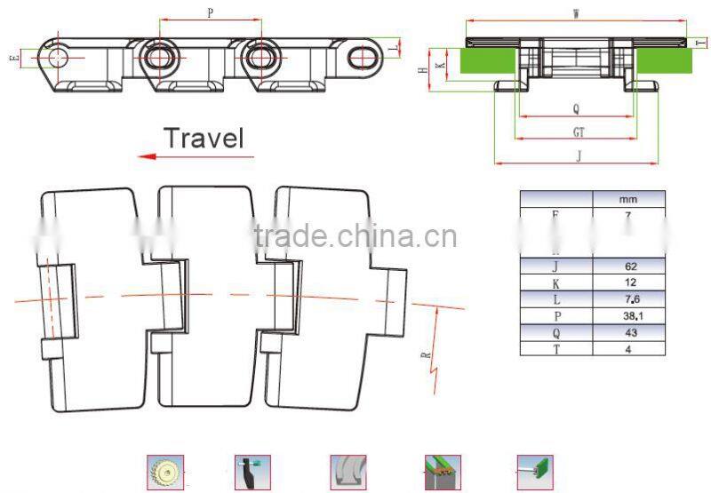 PP POM PE plastic conveyor belt for auto machine food conveyor mesh flat top