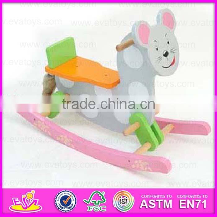 2015 Hot Sell Cartoon Kids Wooden Horse Cow Toys,Modern style Wooden Rocking Horse,Cheap sale Wooden toy rocking horse WJY-8005