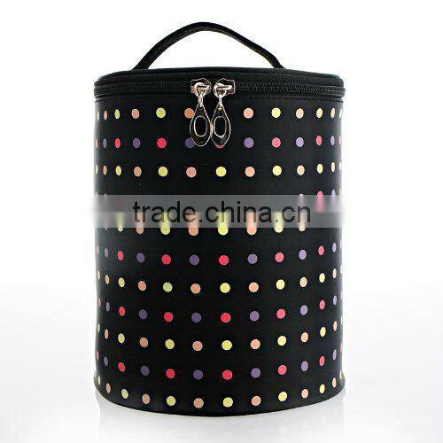 Portable Round Spots Cosmetic Bag