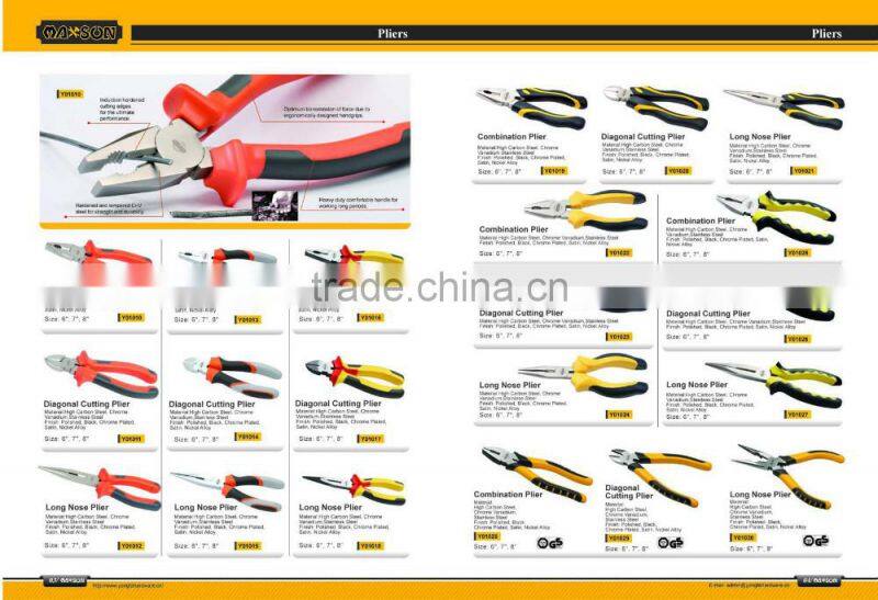 nikel plated high quality long nose plier with TPR handle