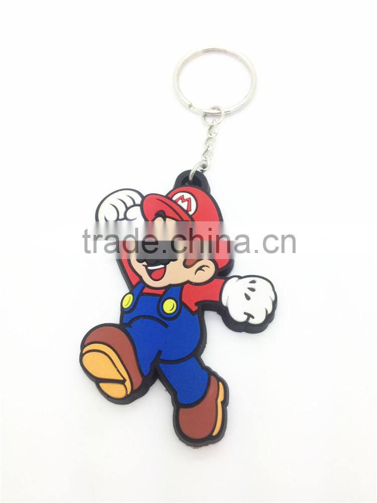 Hot sale Silicone Rubber mario Keyring Key Chain Fob Key Ring