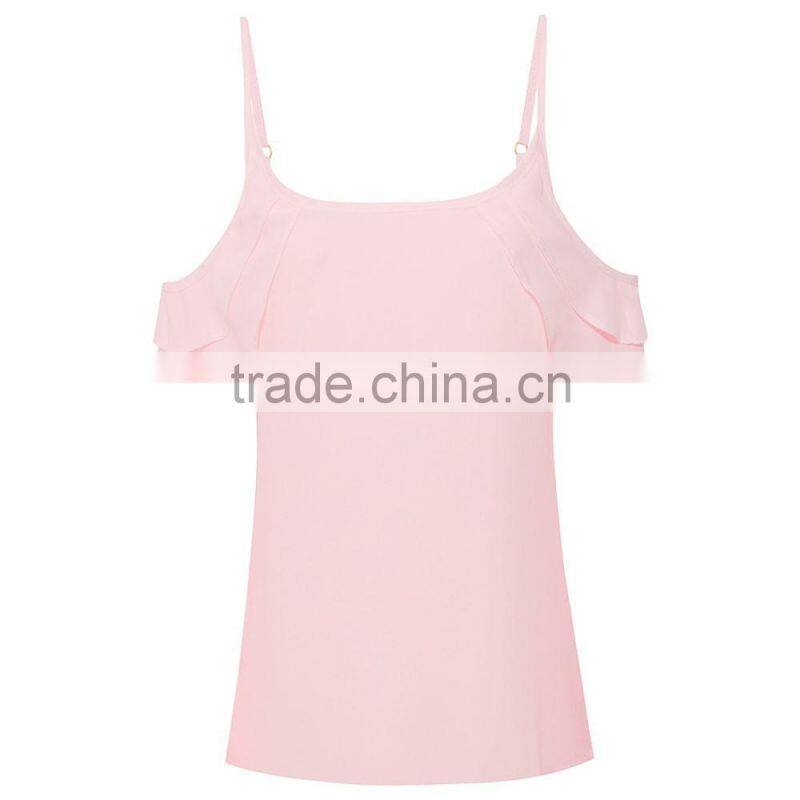 Woman Blouses Sexy Sleeveless Chiffon Ruffle Plus Size Ladies Blouses Casual Tops Clothing 2015 New Summer 4 Colors