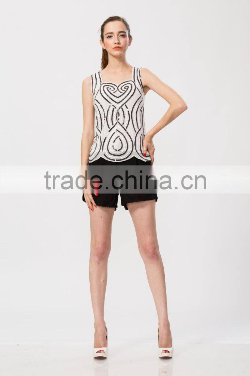 Bodycorn Sequin Halter Sleeveless Lady Tunic Top