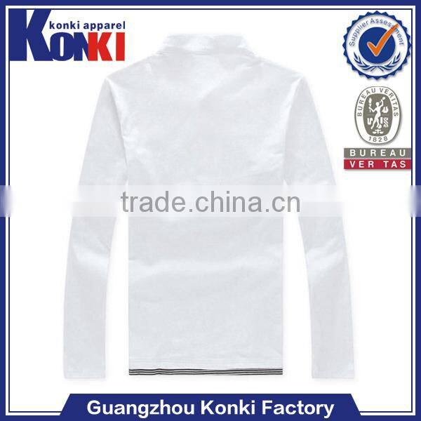 multi-buckled plain white color long sleeve stylish polo shirts